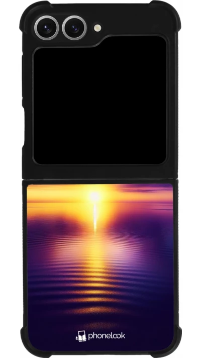 Samsung Galaxy Z Flip6 Case Hülle - Silikon schwarz Sonnenuntergang gelb violett