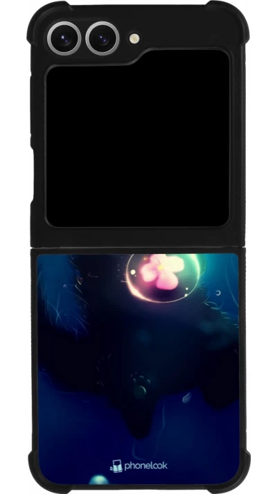 Coque Samsung Galaxy Z Flip6 - Silicone rigide noir Cute Cat Bubble