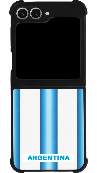 Coque Samsung Galaxy Z Flip6 - Silicone rigide noir Maillot de football Argentine 2026 personnalisable