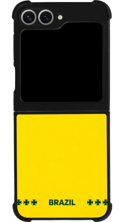 Coque Samsung Galaxy Z Flip6 - Silicone rigide noir Maillot de football Bresil 2026 personnalisable
