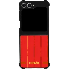 Coque Samsung Galaxy Z Flip6 - Silicone rigide noir Maillot de football Espagne 2026 personnalisable