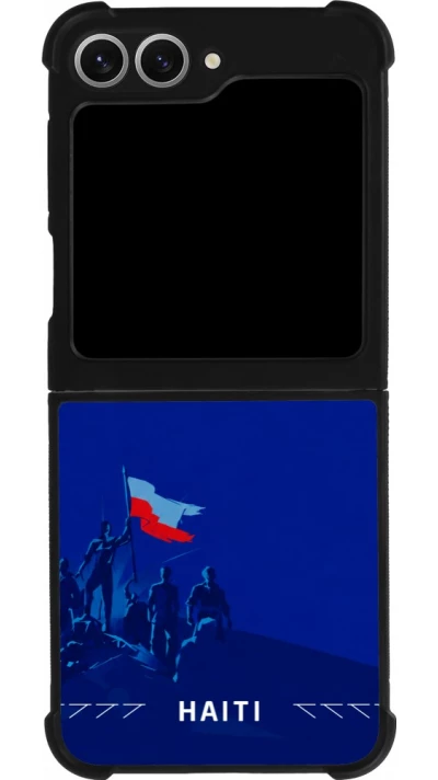Coque Samsung Galaxy Z Flip6 - Silicone rigide noir Maillot de football Haiti 2026 personnalisable