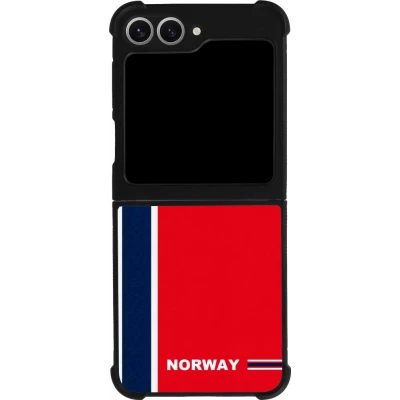 Coque Samsung Galaxy Z Flip6 - Silicone rigide noir Maillot de football Norvège 2026 personnalisable