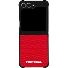 Coque Samsung Galaxy Z Flip6 - Silicone rigide noir Maillot de football Portugal 2026 personnalisable