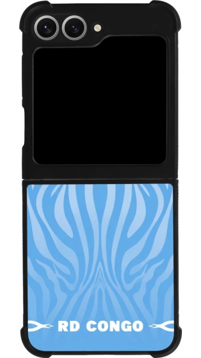 Coque Samsung Galaxy Z Flip6 - Silicone rigide noir Maillot de football RD Congo 2026 personnalisable