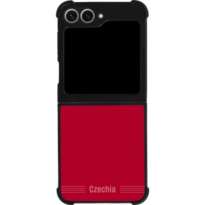 Coque Samsung Galaxy Z Flip6 - Silicone rigide noir Maillot de football Répuplique Tchèque 2026 personnalisable