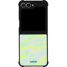 Coque Samsung Galaxy Z Flip6 - Silicone rigide noir Maillot de football Suisse Away 2026 personnalisable
