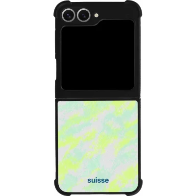 Coque Samsung Galaxy Z Flip6 - Silicone rigide noir Maillot de football Suisse Away 2026 personnalisable