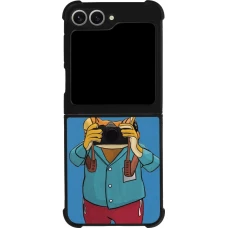 Coque Samsung Galaxy Z Flip6 - Silicone rigide noir Frog with camera DTMF