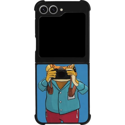 Coque Samsung Galaxy Z Flip6 - Silicone rigide noir Frog with camera DTMF