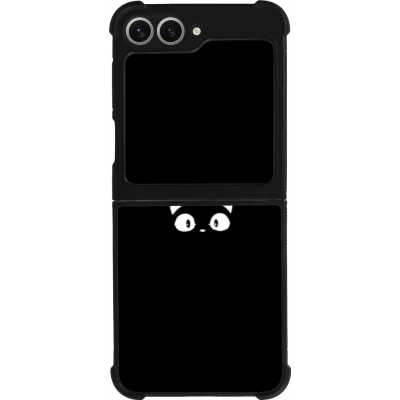 Coque Samsung Galaxy Z Flip6 - Silicone rigide noir Funny cat on black