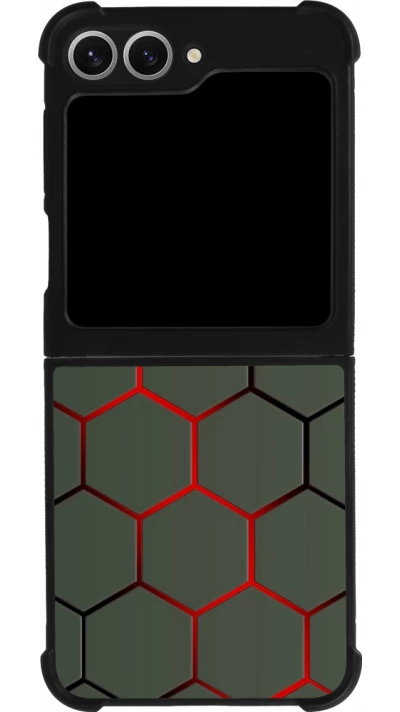 Coque Samsung Galaxy Z Flip6 - Silicone rigide noir Geometric Line red