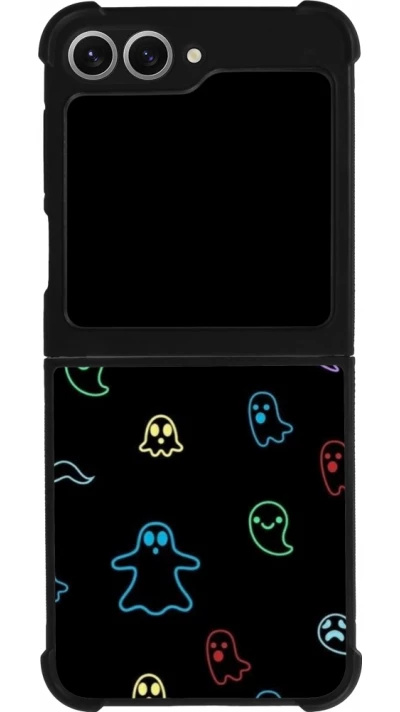 Coque Samsung Galaxy Z Flip6 - Silicone rigide noir Halloween 2024 colorful ghosts