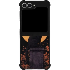 Coque Samsung Galaxy Z Flip6 - Silicone rigide noir Halloween 2026 Cat Art Nouveau