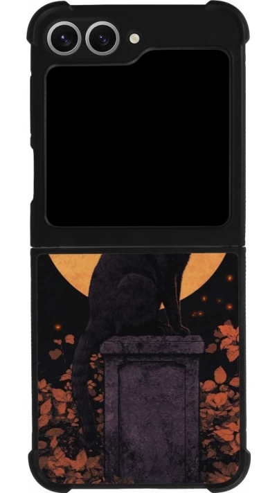 Samsung Galaxy Z Flip6 Case Hülle - Silikon schwarz Halloween 2026 Cat Art Nouveau