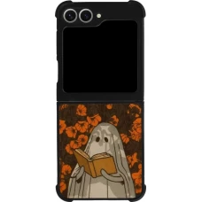 Coque Samsung Galaxy Z Flip6 - Silicone rigide noir Halloween 2026 Ghost reading