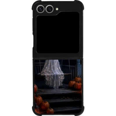 Coque Samsung Galaxy Z Flip6 - Silicone rigide noir Halloween 2026 Ghost on a swing