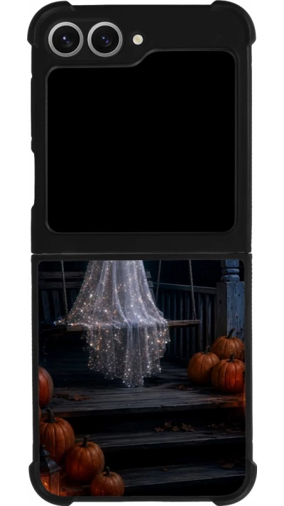 Samsung Galaxy Z Flip6 Case Hülle - Silikon schwarz Halloween 2026 Ghost on a swing
