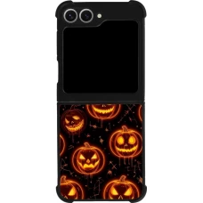Coque Samsung Galaxy Z Flip6 - Silicone rigide noir Halloween 2026 Pattern Pumpkins