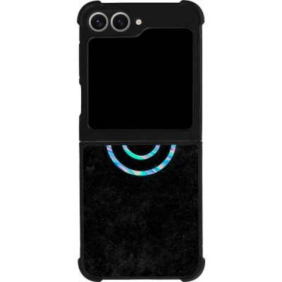 Coque Samsung Galaxy Z Flip6 - Silicone rigide noir Happy smiely irisé