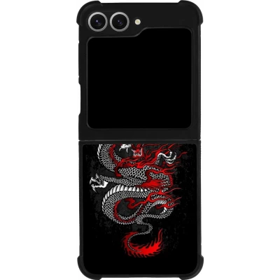 Samsung Galaxy Z Flip6 Case Hülle - Silikon schwarz Japanese style Dragon Tattoo Red Black