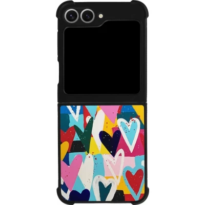 Coque Samsung Galaxy Z Flip6 - Silicone rigide noir Joyful Hearts