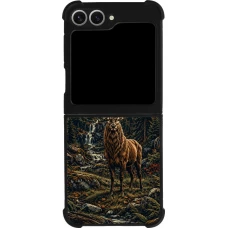 Coque Samsung Galaxy Z Flip6 - Silicone rigide noir Linocut Cerf