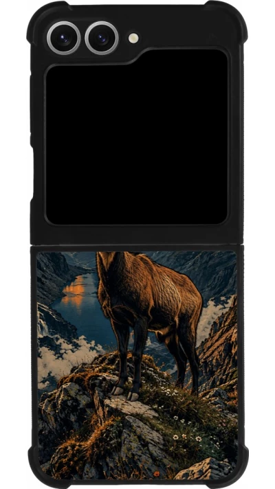 Coque Samsung Galaxy Z Flip6 - Silicone rigide noir Linocut Chamois