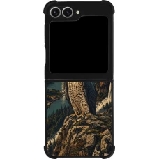Coque Samsung Galaxy Z Flip6 - Silicone rigide noir Linocut Faucun pèlerin