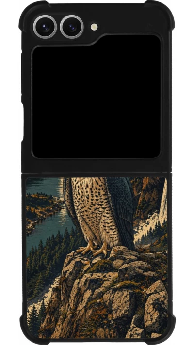 Coque Samsung Galaxy Z Flip6 - Silicone rigide noir Linocut Faucun pèlerin