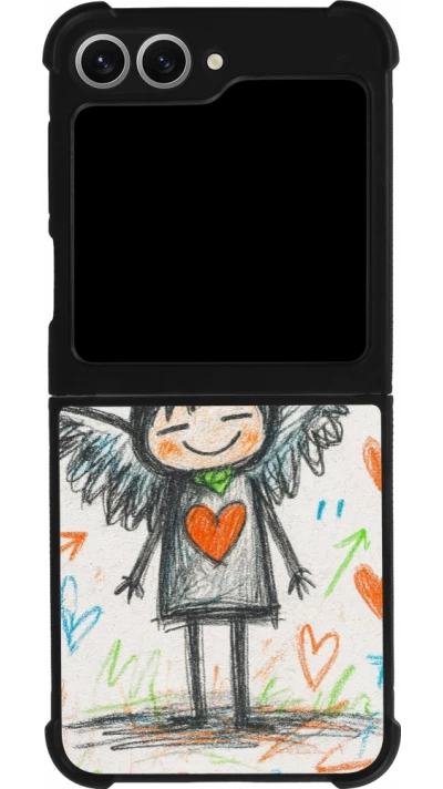 Samsung Galaxy Z Flip6 Case Hülle - Silikon schwarz Little Angel Sketch Love