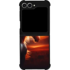 Coque Samsung Galaxy Z Flip6 - Silicone rigide noir Majestic Sunset Horse