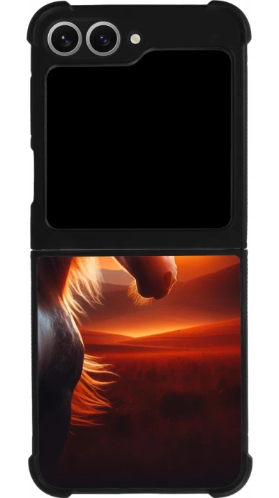 Samsung Galaxy Z Flip6 Case Hülle - Silikon schwarz Majestätischer Sonnenuntergang Pferd
