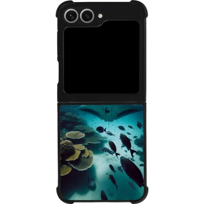Coque Samsung Galaxy Z Flip6 - Silicone rigide noir Manta Lagon Nettoyage