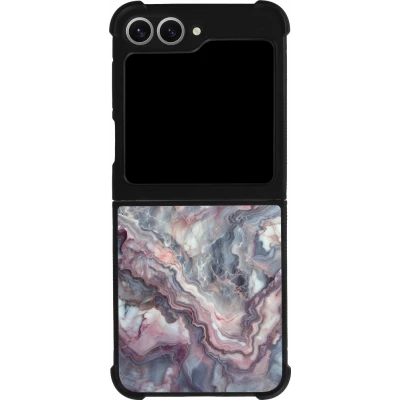 Samsung Galaxy Z Flip6 Case Hülle - Silikon schwarz Violetter silberner Marmor
