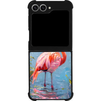 Coque Samsung Galaxy Z Flip6 - Silicone rigide noir Paint Flamingo