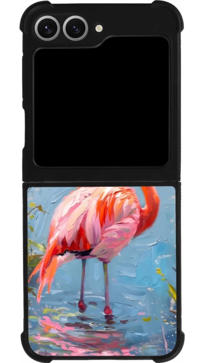 Samsung Galaxy Z Flip6 Case Hülle - Silikon schwarz Paint Flamingo