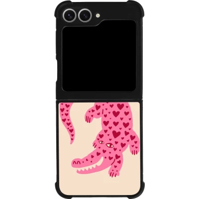 Samsung Galaxy Z Flip6 Case Hülle - Silikon schwarz Pink crocodile 2026