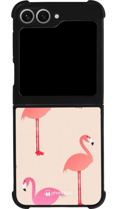Samsung Galaxy Z Flip6 Case Hülle - Silikon schwarz Pink Flamingos Pattern