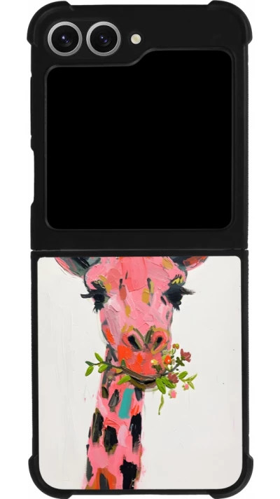 Samsung Galaxy Z Flip6 Case Hülle - Silikon schwarz Pink Girafe Paint