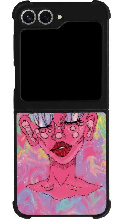 Samsung Galaxy Z Flip6 Case Hülle - Silikon schwarz Psychedelic pink mushroom