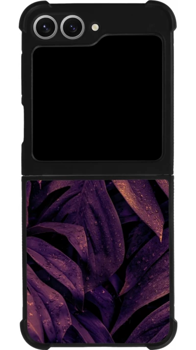 Samsung Galaxy Z Flip6 Case Hülle - Silikon schwarz Purple Light Leaves