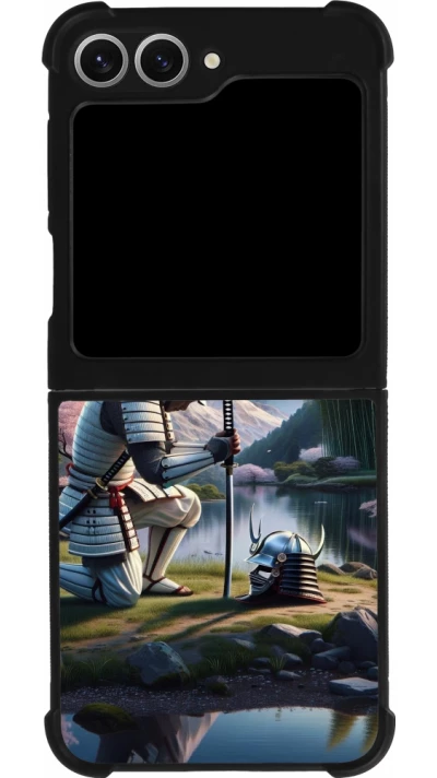 Samsung Galaxy Z Flip6 Case Hülle - Silikon schwarz Samurai Katana Mond