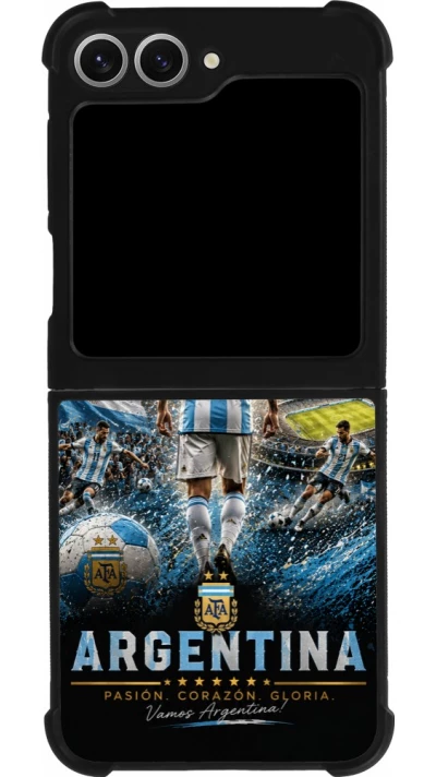 Coque Samsung Galaxy Z Flip6 - Silicone rigide noir Football Argentine splash 2026