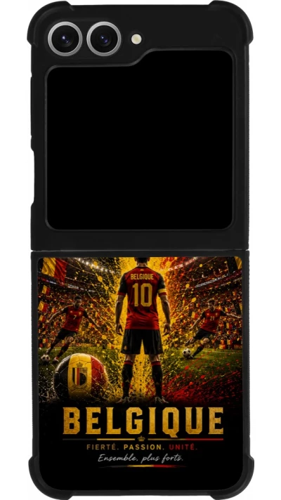 Coque Samsung Galaxy Z Flip6 - Silicone rigide noir Football Belgique splash 2026