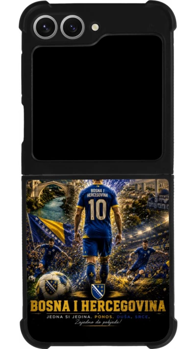 Coque Samsung Galaxy Z Flip6 - Silicone rigide noir Football Bosnie-Herzégovine splash 2026