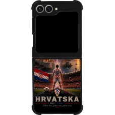 Coque Samsung Galaxy Z Flip6 - Silicone rigide noir Football Croatie splash 2026