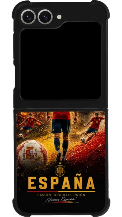 Coque Samsung Galaxy Z Flip6 - Silicone rigide noir Football Espagne splash 2026