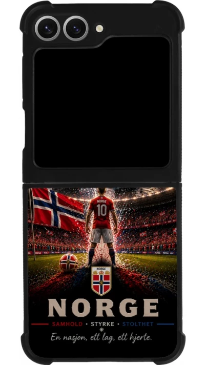 Coque Samsung Galaxy Z Flip6 - Silicone rigide noir Football Norvège splash 2026