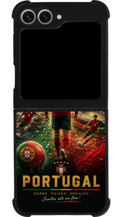 Coque Samsung Galaxy Z Flip6 - Silicone rigide noir Football Portugal splash 2026